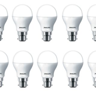 Philips Base B22 7-Watt LED Bulb (Pack of 10, Cool Day Light)